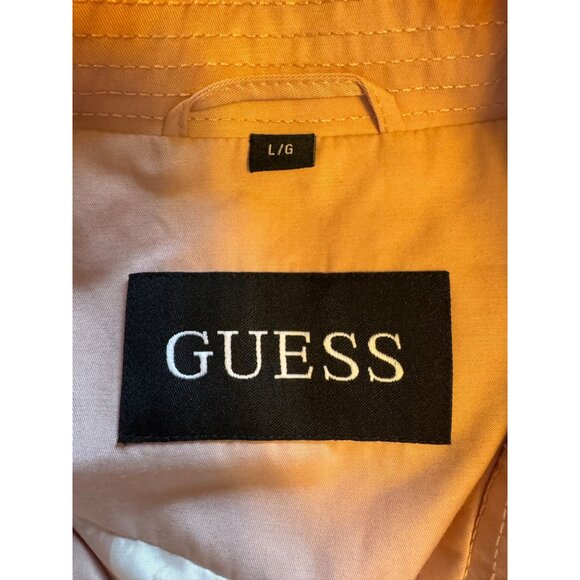 Guess Womens Double-Breasted Belted Trench Coat L/G Light Pink Cotton Polyester - Picture 3 of 13